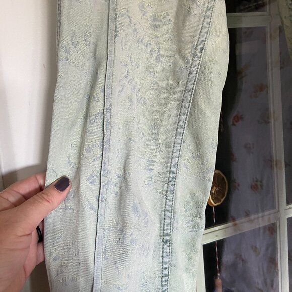 Anthropologie Pants Womens 26 Wanderer Relaxed Taper Straight Floral Green READ - Picture 5 of 10